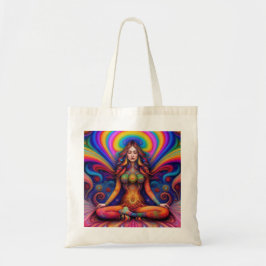 Bolso De Tela Diosa psicodélica arte de meditación arco iris