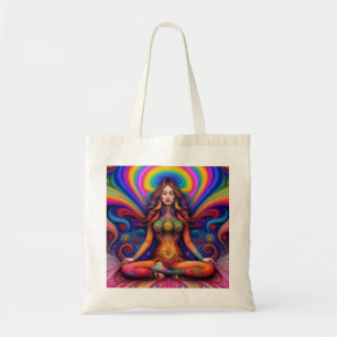 Bolso De Tela Diosa psicodélica arte de meditación arco iris
