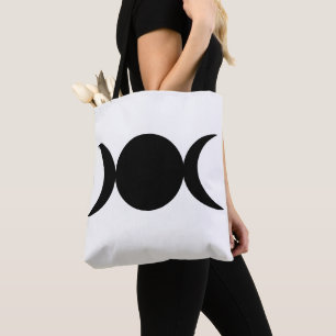 Bolso De Tela Diosa Triple Luna Negro y Blanco