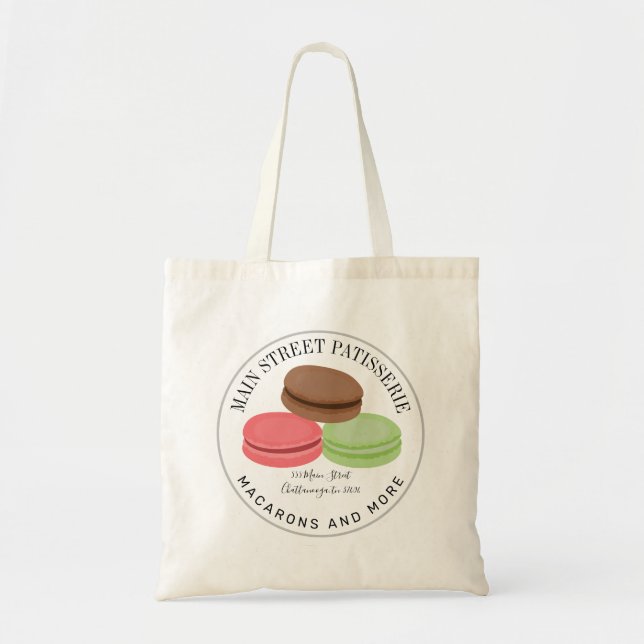 Bolso De Tela Dirección de negocio de la pastelería de Macarons  (Frente)