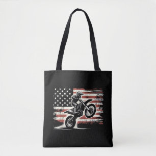 Bolso De Tela Dirt Bike Bandera Americana Motocross Biker Vintag