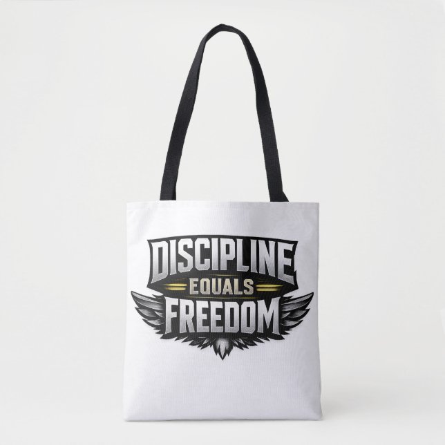 Bolso De Tela Disciplina Es Igual a Libertad – Diseño Motivacion (Anverso)