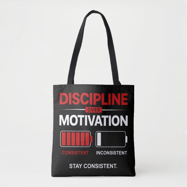 Bolso De Tela Disciplina Sobre Motivación – Mantén la Consistenc (Anverso)