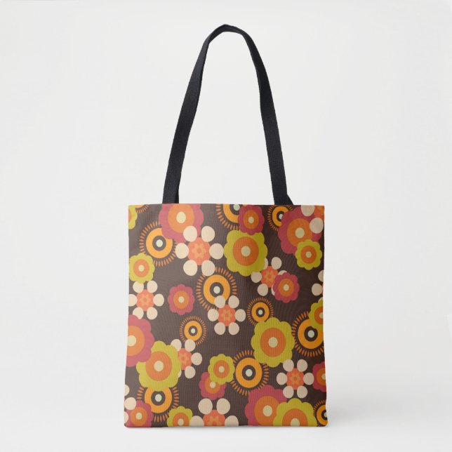 Bolso De Tela Disco 70s 60s Retro Flowers Pop Culture (Anverso)