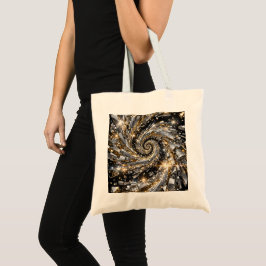 Bolso De Tela Disco espiral vórtice de oro y plata