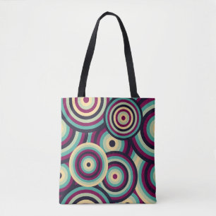 Bolso De Tela Discos retro azul púrpura, patrón abstracto.