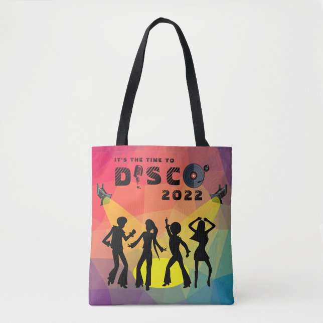 Bolso De Tela Discoteca, pista de baile, retro, multicolor (Anverso)