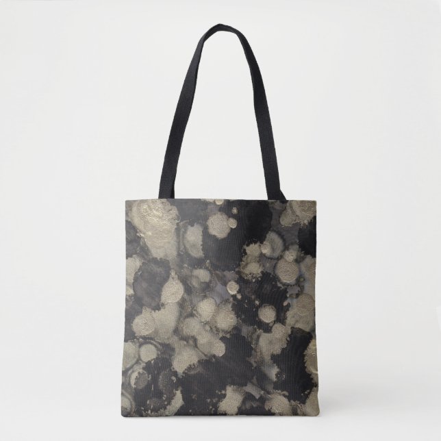Bolso De Tela Diseñado en negro y oro (Anverso)