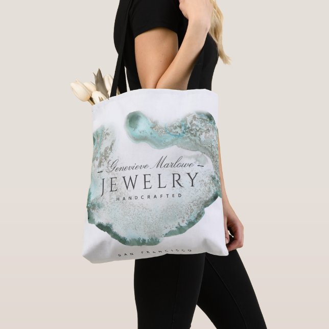 Bolso De Tela Diseñador de joyas Ethereal Blue Green Agate (Detalle)