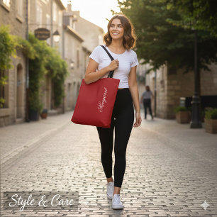 Bolso De Tela Diseñador de Navidad Rojo Nombre Personalizado