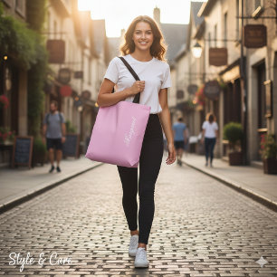Bolso De Tela Diseñador de nombre personalizado Rosa Claro