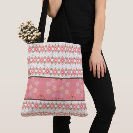 Bolso De Tela Diseñador Floral Rosa