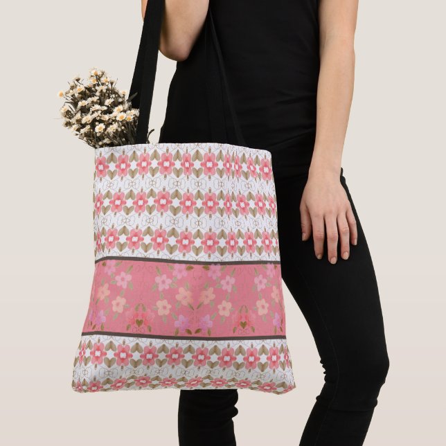 Bolso De Tela Diseñador Floral Rosa (Detalle)