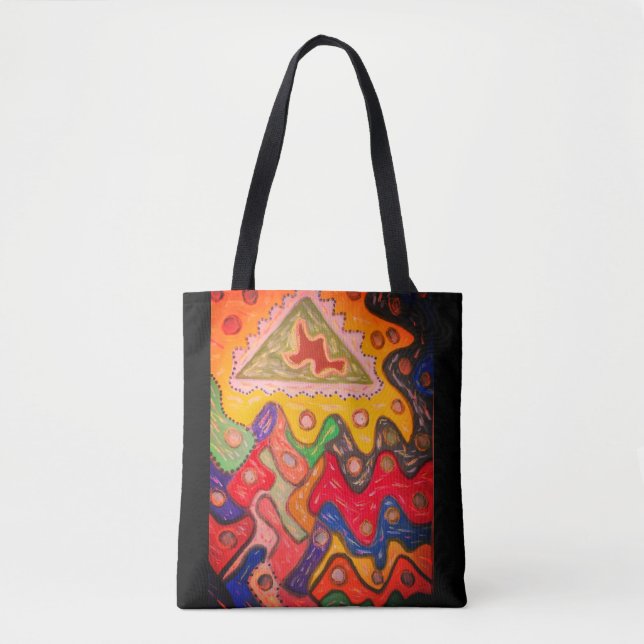 BOLSO DE TELA DISEÑADOR IMPRESIONISTA DE ARTE AFRICANO ABORIGINA (Anverso)