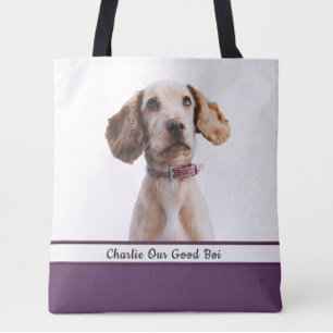 Bolso De Tela Diseñar el suyo propio: Púrpura foto de perro impr