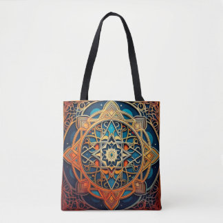Bolso De Tela Diseñar Mandala ordenada con patrones geométricos