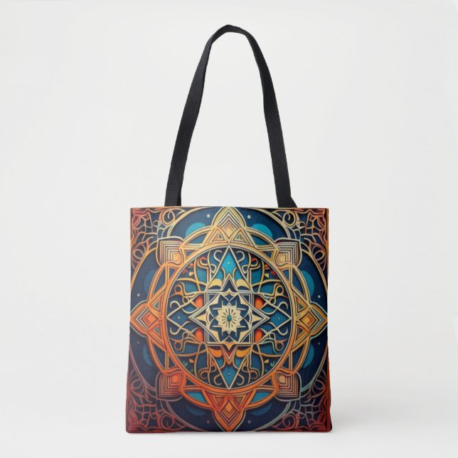 Bolso De Tela Diseñar Mandala ordenada con patrones geométricos (Anverso)