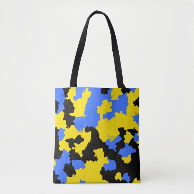 Bolso De Tela Diseño abstracto amarillo azul negro (Anverso)