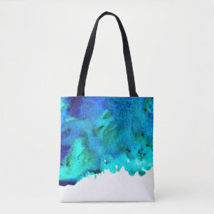 Bolso De Tela Diseño abstracto de acuarela azul en el océano