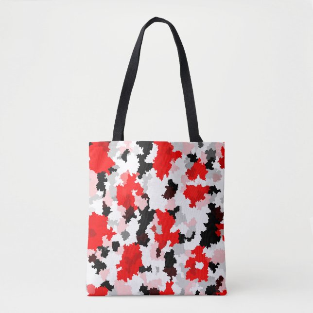 Bolso De Tela Diseño abstracto de camo blanco rojo (Anverso)