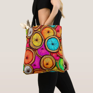 Bolso De Tela Diseño abstracto de rebanada de coco vibrante