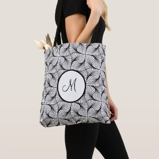 Bolso De Tela Diseño abstracto en negro y blanco con inicial per