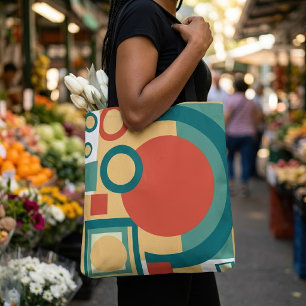 Bolso De Tela Diseño abstracto estilo Risograph geométrico retro