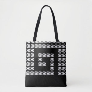 Bolso De Tela Diseño abstracto helicoidal moderno en blanco y ne