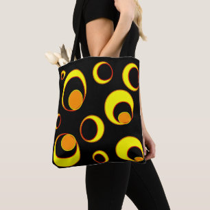 Bolso De Tela Diseño abstracto moderno, círculos amarillos sobre
