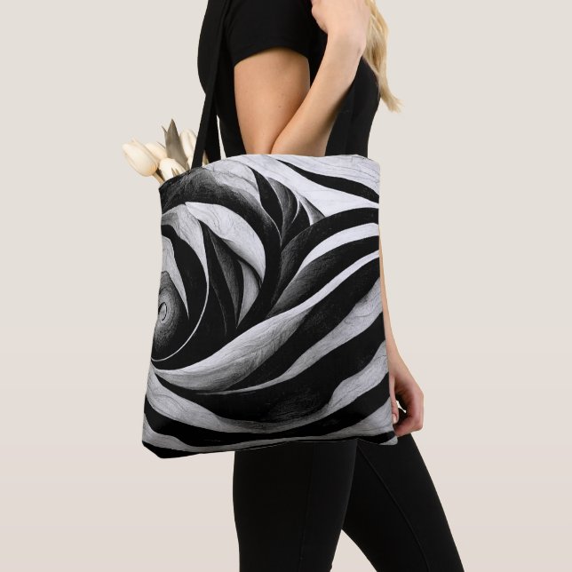 Bolso De Tela Diseño abstracto moderno en blanco y negro (Detalle)