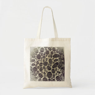 Bolso De Tela Diseño abstracto redondo en blanco y negro