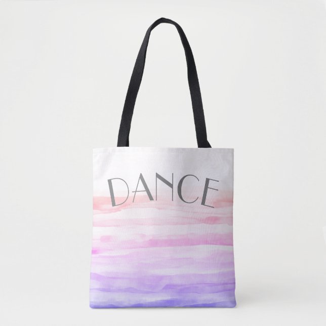 Bolso De Tela diseño acuarela danza artística rosa y púrpura (Anverso)