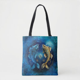 Bolso De Tela Diseño acuático de Rótulo Zodiac Pisces