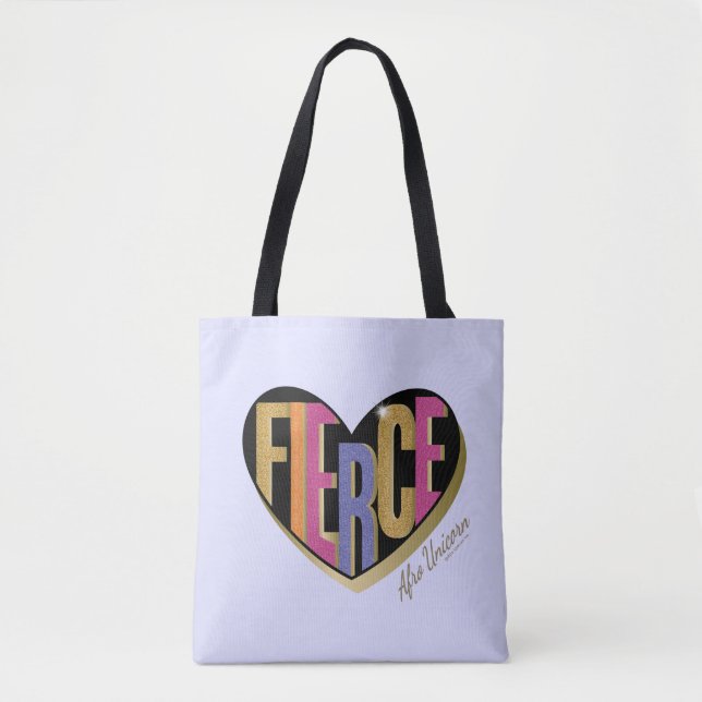Bolso De Tela Diseño afro unicornio de corazón feroz (Anverso)