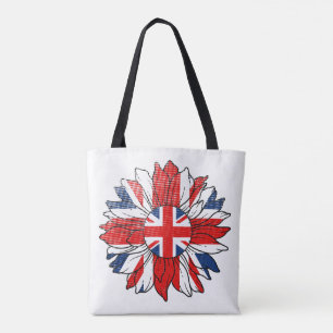 Bolso De Tela Diseño angustiado de girasol de bandera británica