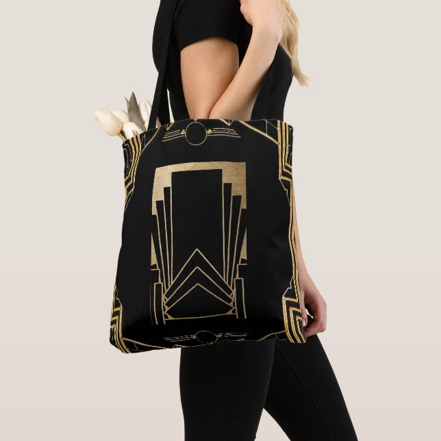 Bolso De Tela Diseño Art Deco Gatsby Black & Gold (Detalle)