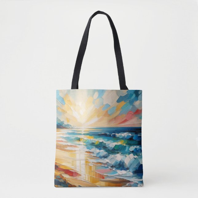Bolso De Tela Diseño Art Moderno Beach Sunset Ocean (Anverso)