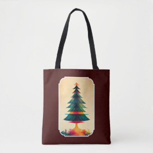Bolso De Tela Diseño artístico geométrico de árbol navideño aleg