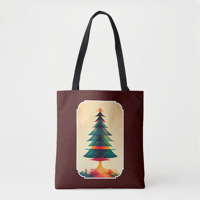 Bolso De Tela Diseño artístico geométrico de árbol navideño aleg (Anverso)
