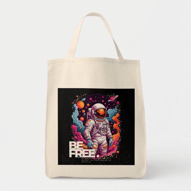 Bolso De Tela Diseño Astronauta GRATUITO (Frente)
