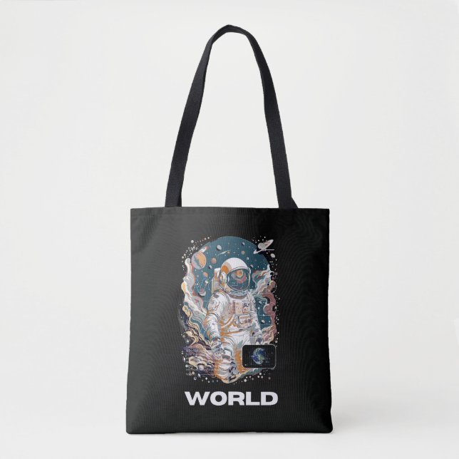 Bolso De Tela Diseño astronauta mundial (Anverso)
