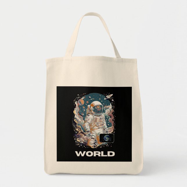 Bolso De Tela Diseño astronauta mundial (Frente)