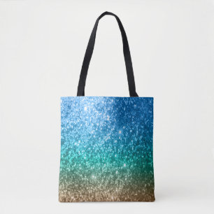 Bolso De Tela Diseño azul, verde y del moreno del purpurina
