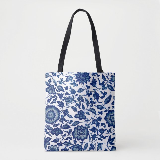 Bolso De Tela Diseño Azul y Blanco  (Anverso)