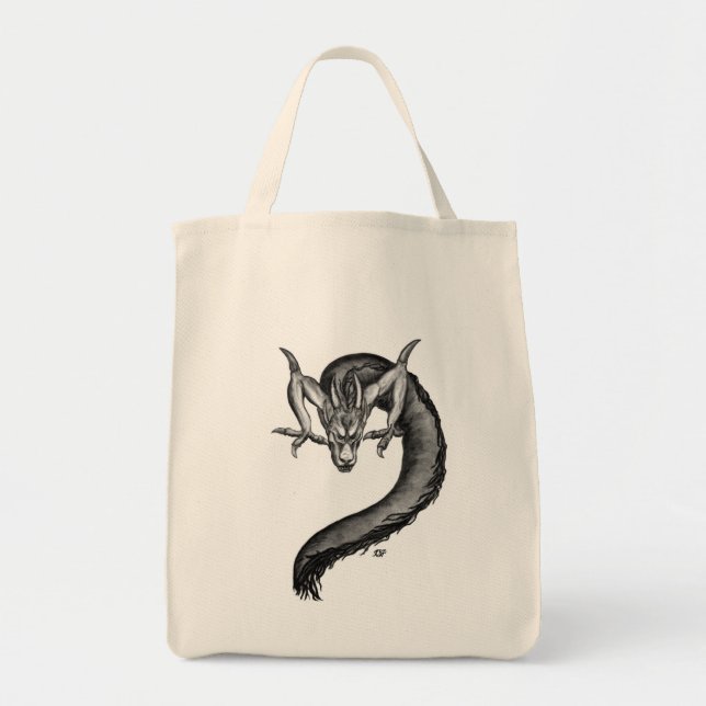 Bolso De Tela Diseño blanco y negro de Dragon (Frente)