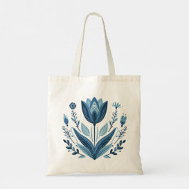 Bolso De Tela Diseño botánico de arte folclórico con flor de tul