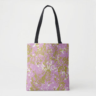 Bolso De Tela Diseño Botánico Rosa Elegante Personalizado