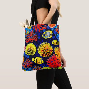 Bolso De Tela Diseño brillante de la vida en el arrecife submari