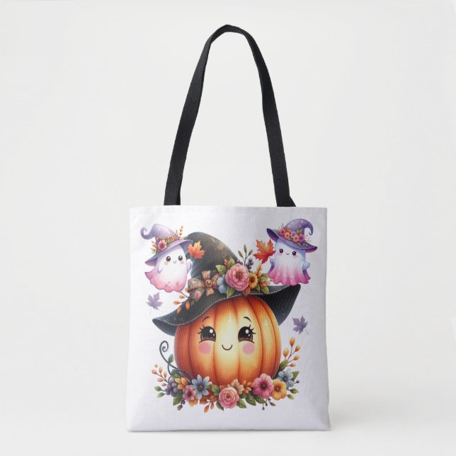Bolso De Tela Diseño caprichoso de calabaza otoñal sensacional (Anverso)