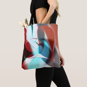 Bolso De Tela Diseño cardíaco simple, mezcla de tonos cristalino